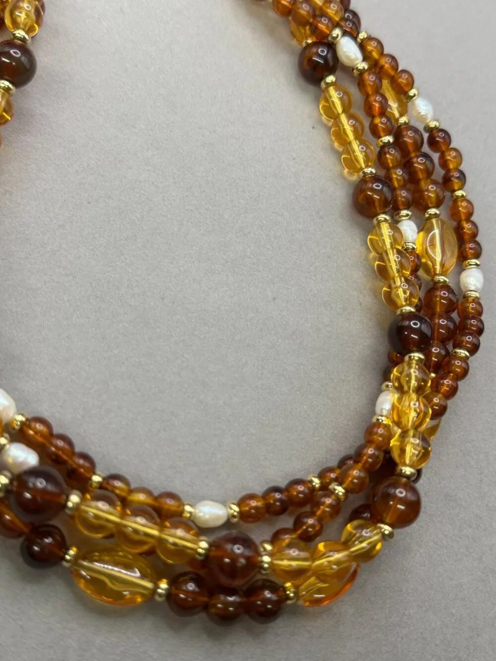 Givenchy Multi-Strand Faux Amber & Baroque Pearl Necklace